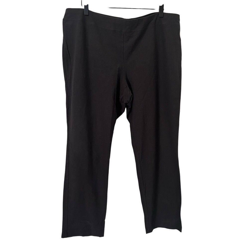 Eileen Fisher Grey Pull On Pants 1X Stretch Straight Ankle Office Minimalist